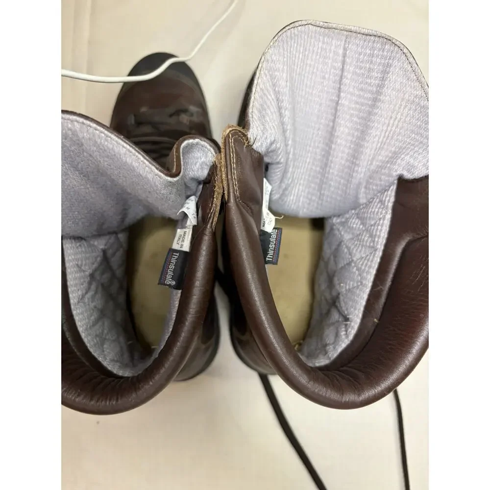 VTG L.L.Bean Hiking Boots Mens 14 Brown Leather Thinsulate Vibram Made In Italy